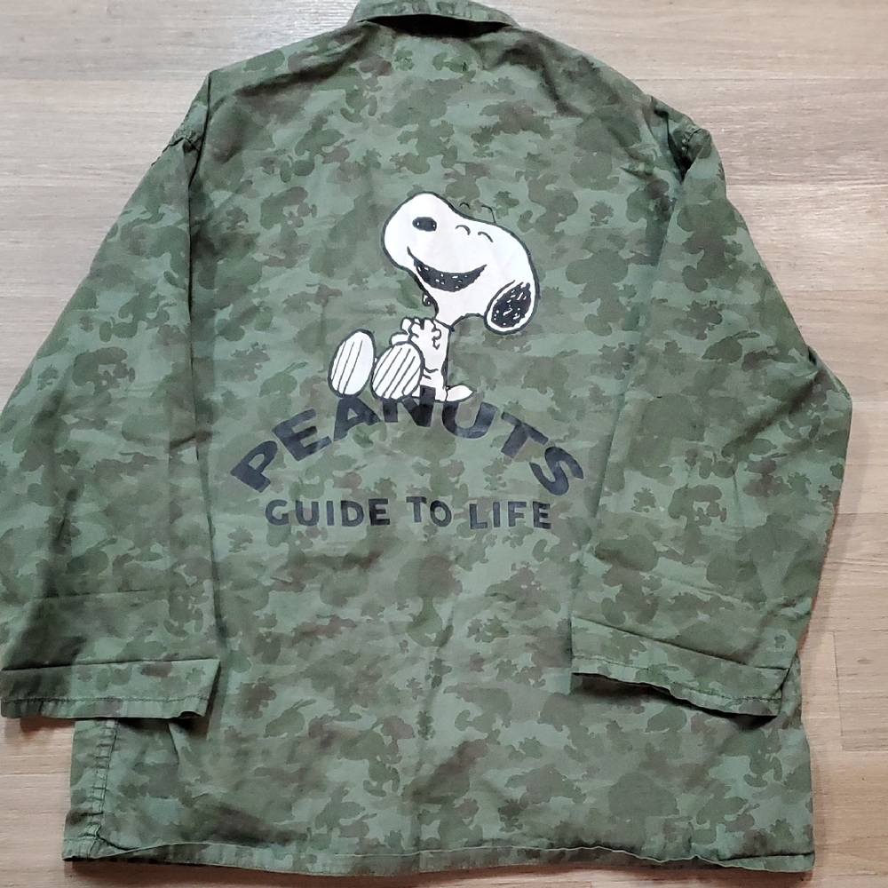 Peanuts Green Jean Jacket with Snoopy Graphic